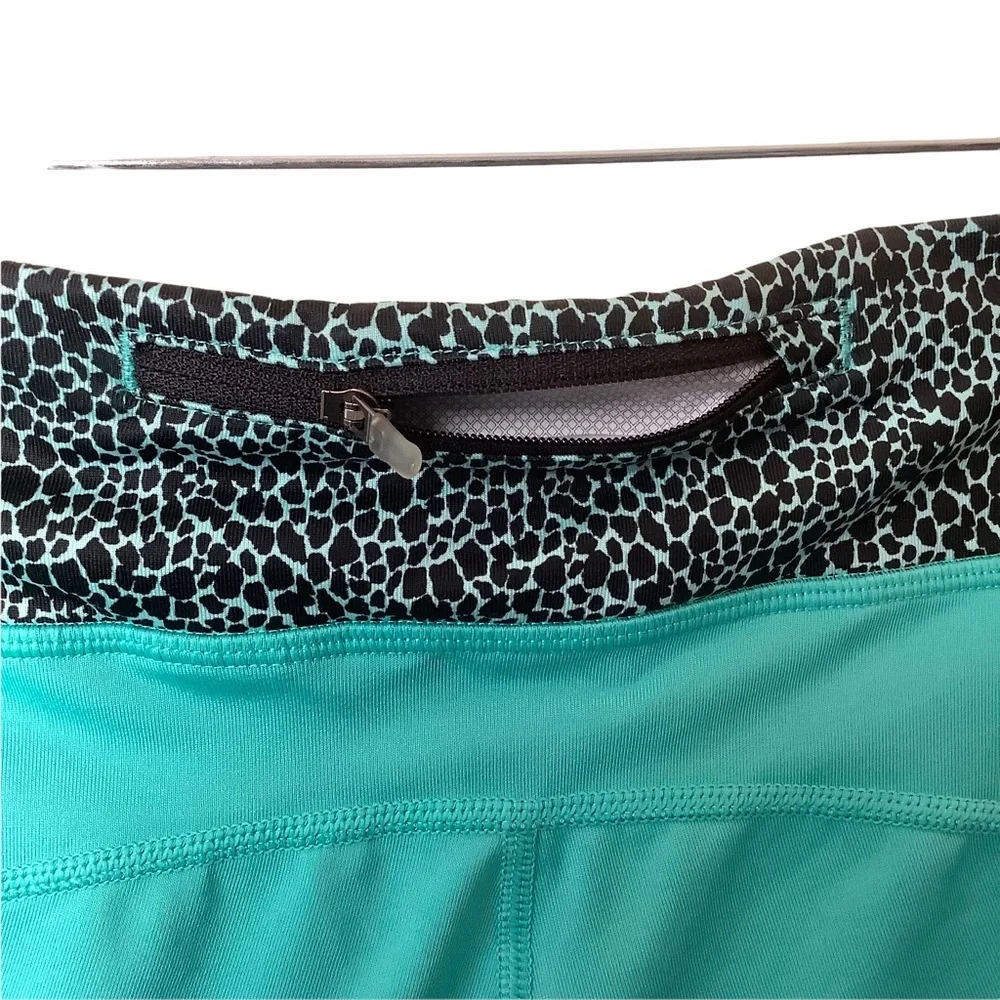 Nike Cropped Capri Leggings‎ Womens S Active Teal Blue Running Yoga Zip Pocket